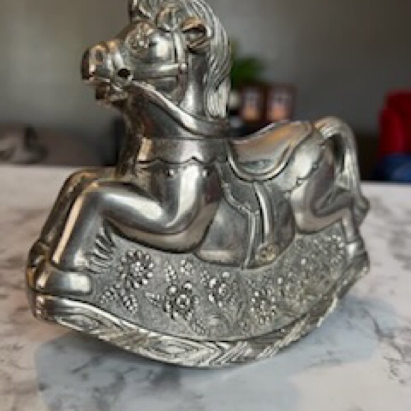Vintage Rocking Horse Coin Piggy Bank Leonard Made In Italy Silver Plated 1970s - Picture 6 of 9